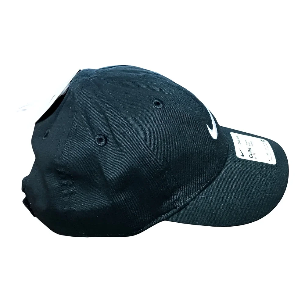 Nike Club Cap Kids Youth Swoosh Adjustable Hat Black White Size 4-7 New
